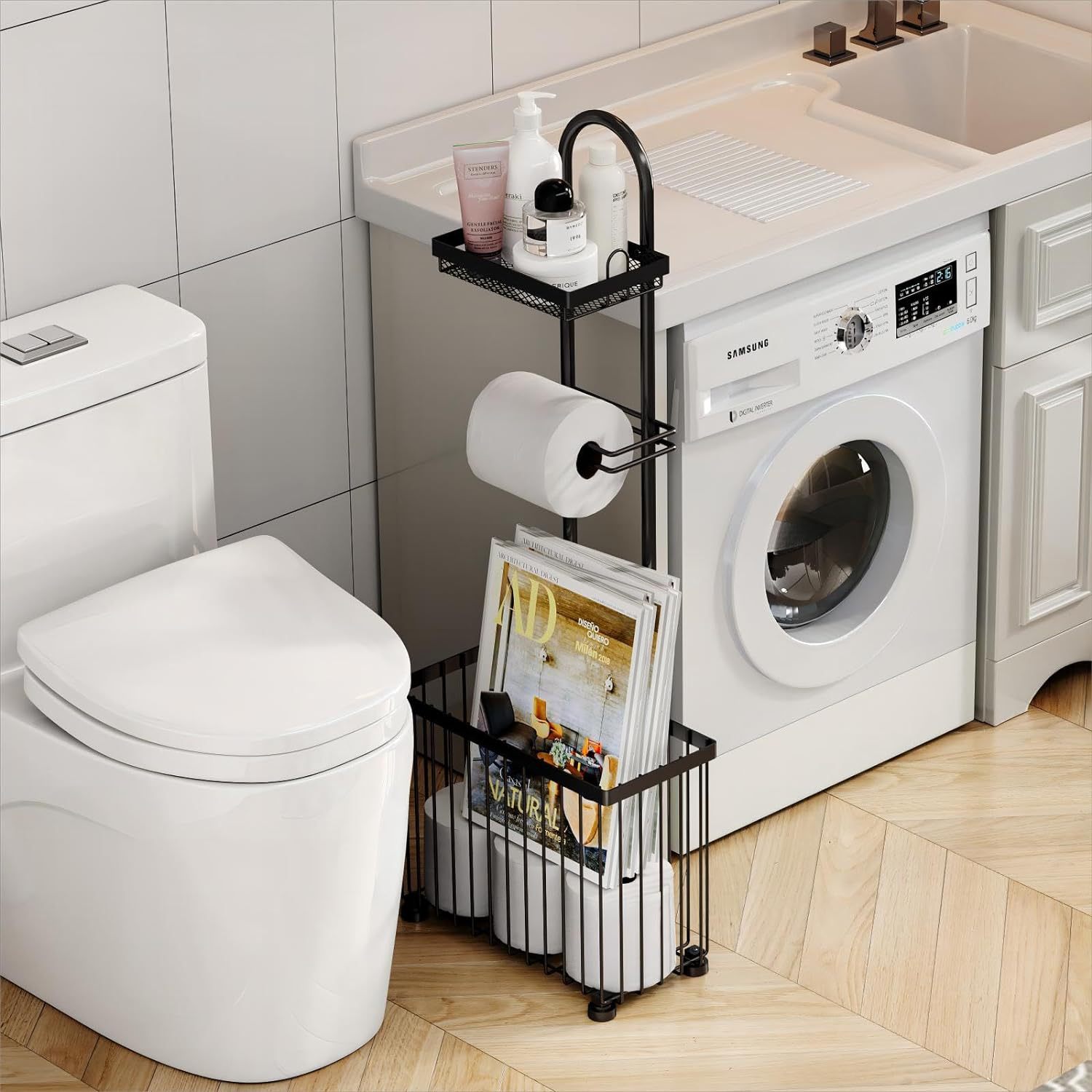 Black household bathroom tissu - đánh giá và giá Magazine Holder Rack