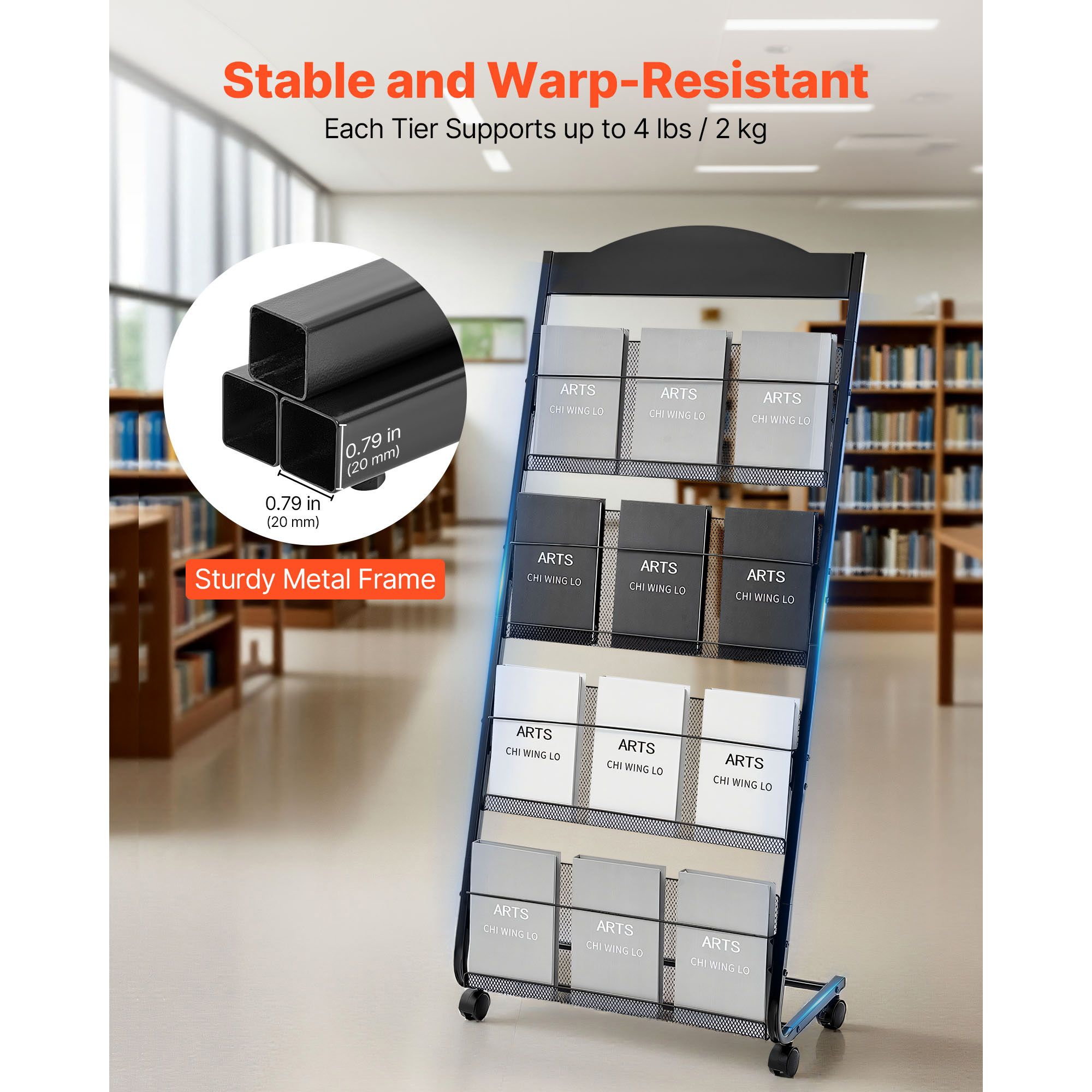 Brochure Display Rack, 4-Tier  - đánh giá và giá Magazine Holder Rack
