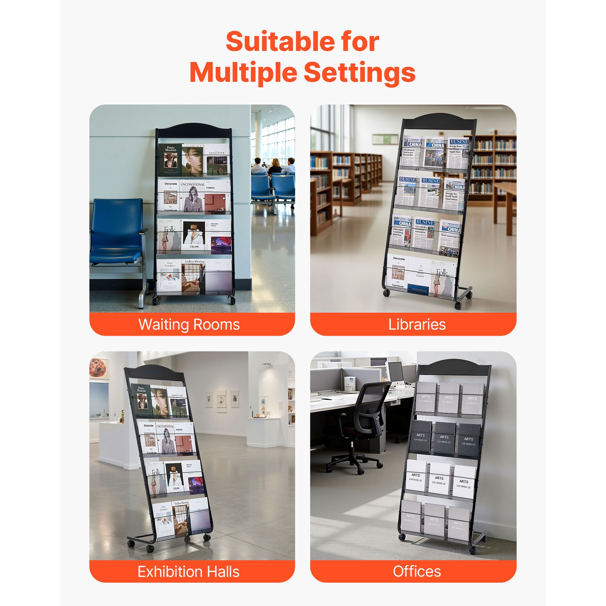 Brochure Display Rack, 4-Tier  - đánh giá và giá Magazine Holder Rack